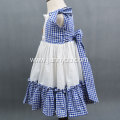 Hand-Embroidered Poplin Plaid Ruffled Lace for Girls